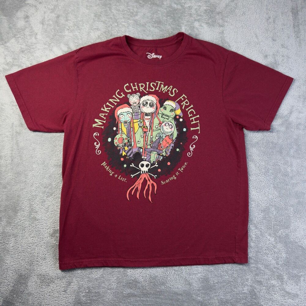 Nightmare Before Christmas Shirt Womens Extra Large Red Short Sleeve Disney XMAS